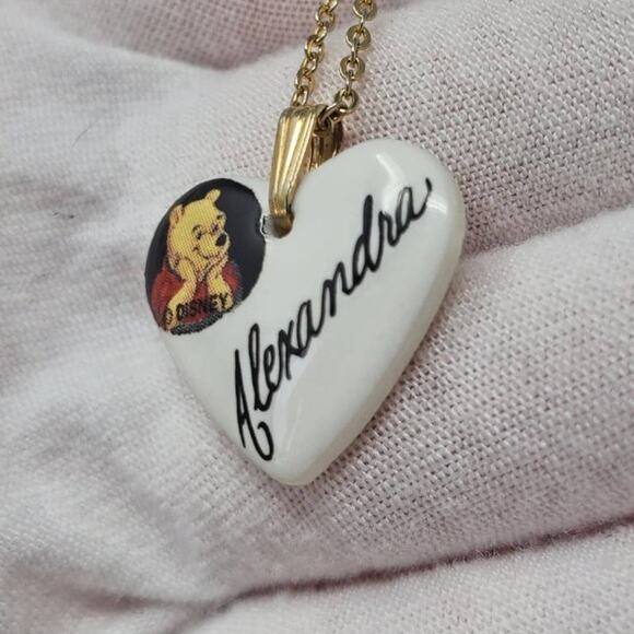 Disney Winnie the Pooh White Heart Porcelain Name Necklace - Picture 7 of 7